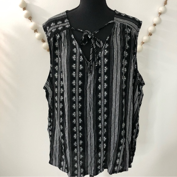 Falls Creek Sleeveless Blouse Black & White Plus Size 3X - Picture 4 of 11